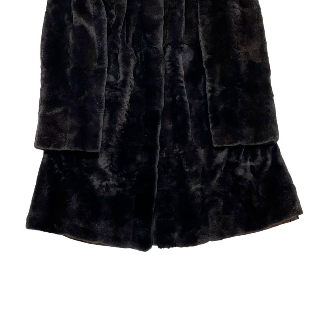 総丈97 フード付 ミンクシェアード リアルファーロングコート XL ブラック