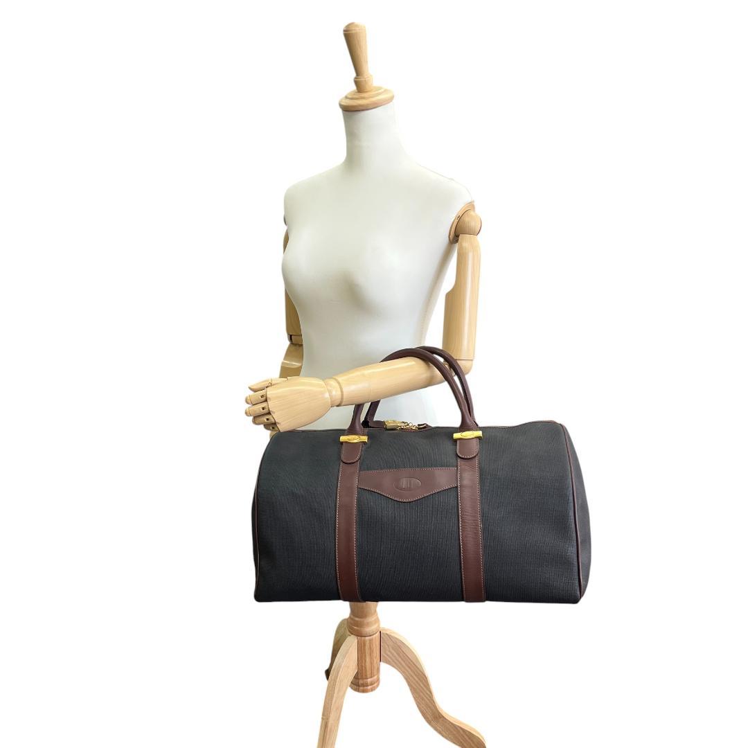 美品 ダンヒル ボストンバッグ レザー ブラウン グレー 大容量 旅行バッグ