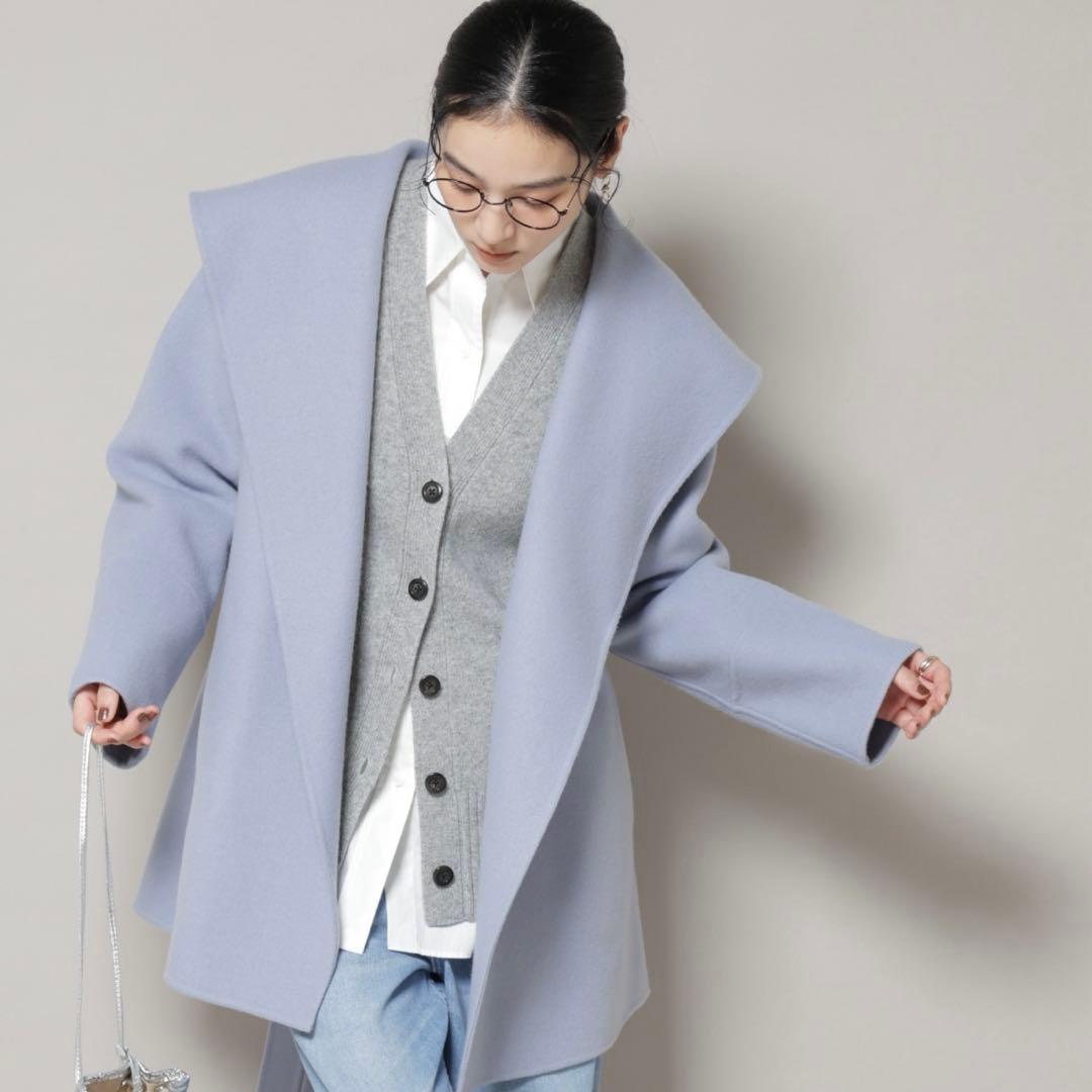 【未使用】Nano universe ウールリバーショールミディコート　S