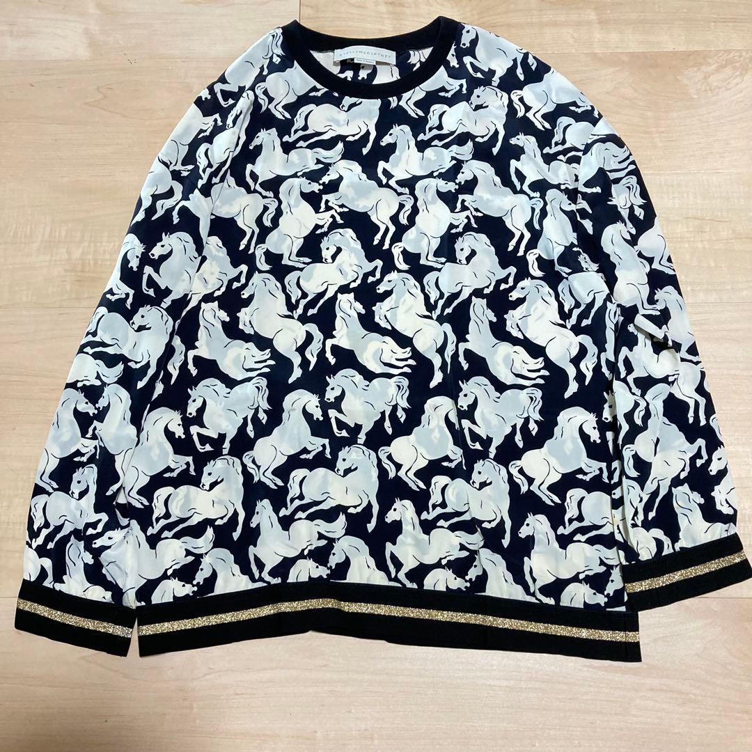 ステラマッカートニー ランニングホース 総柄 シルク カットソー トップス 38