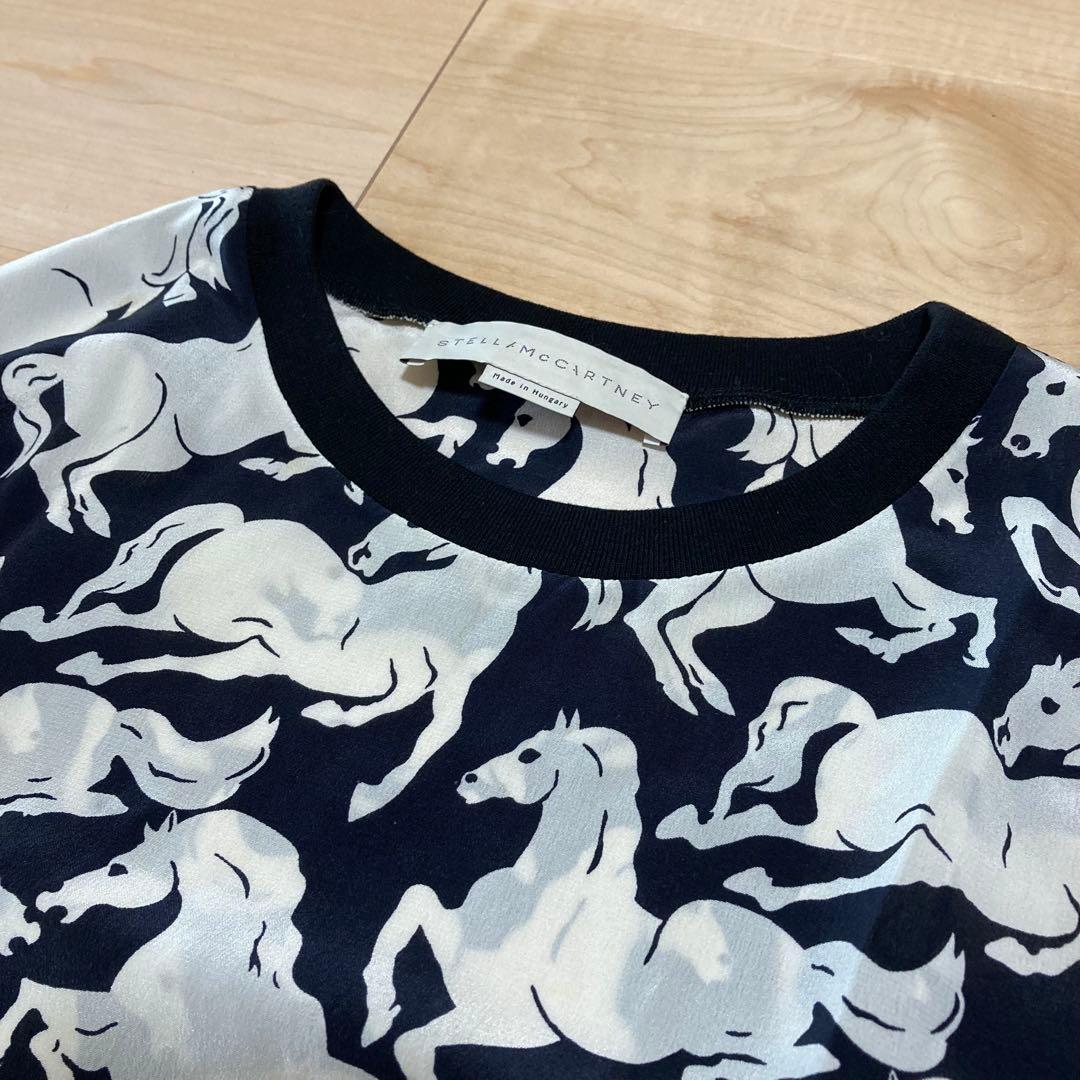 ステラマッカートニー ランニングホース 総柄 シルク カットソー トップス 38