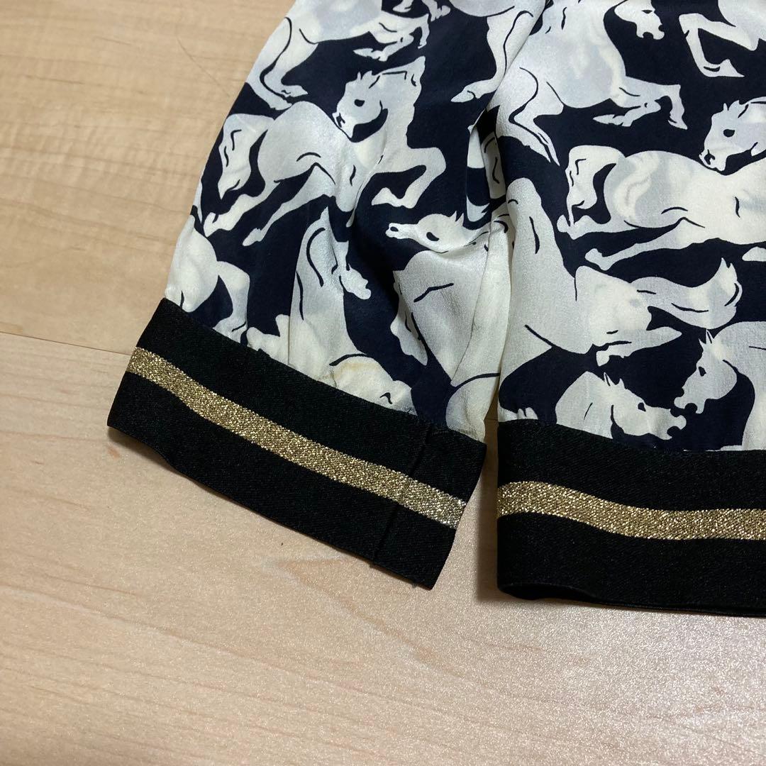 ステラマッカートニー ランニングホース 総柄 シルク カットソー トップス 38