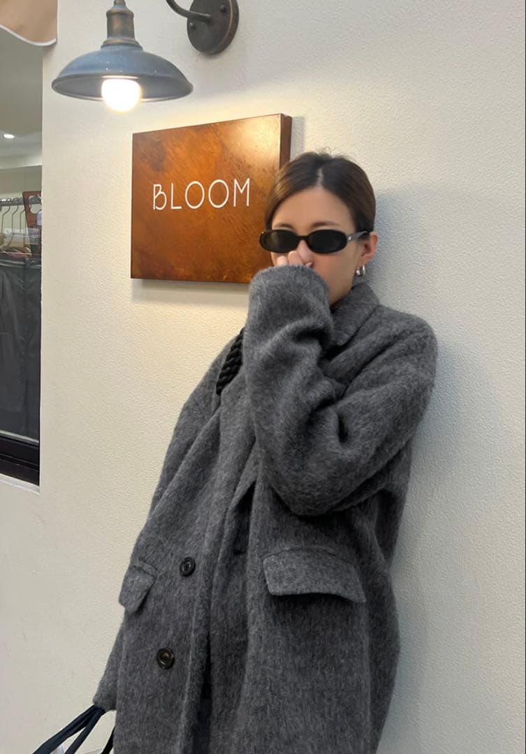 ミドル丈オーバーサイズシャギーコート♡チャコールグレー♡