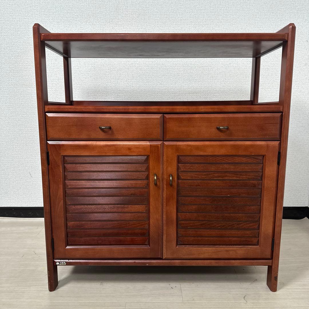 カリモク 天然木 電話台 花台 レンジ台 サイドチェスト キャビネットi4※