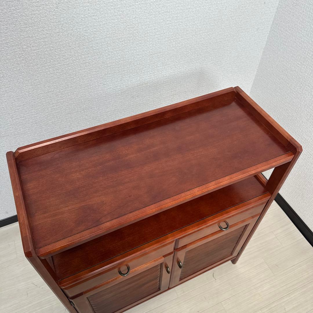 カリモク 天然木 電話台 花台 レンジ台 サイドチェスト キャビネットi4※