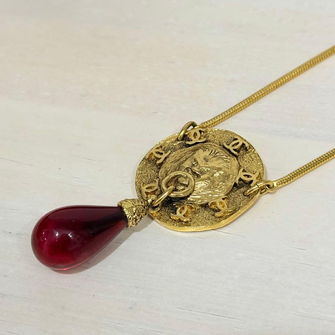 CHANEL ネックレス 赤 雫　ヴィンテージ