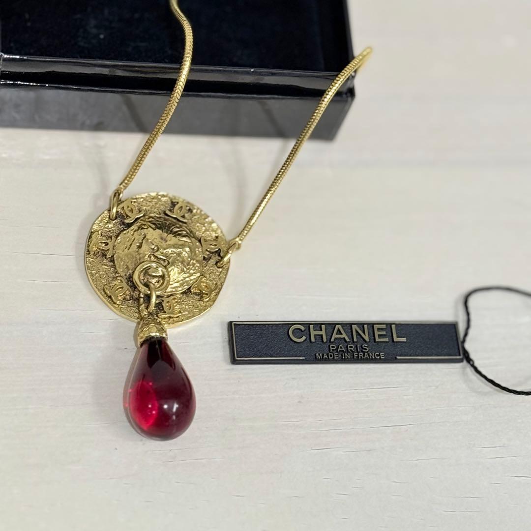CHANEL ネックレス 赤 雫　ヴィンテージ
