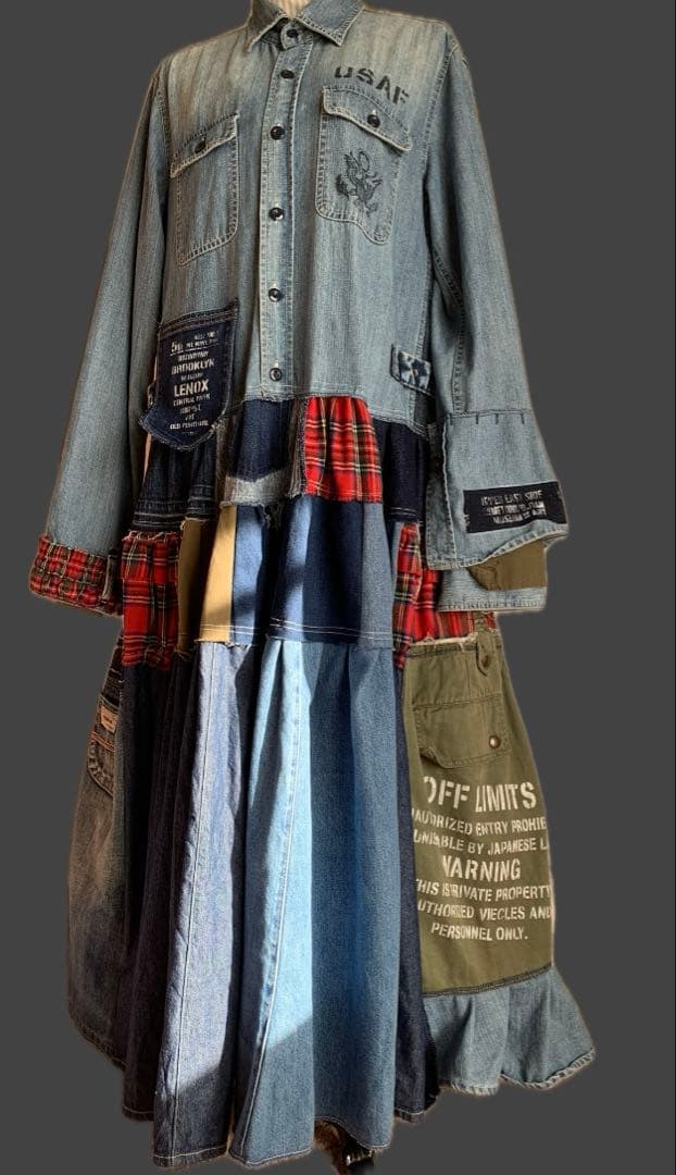 デニムリメイク★甘辛armyワンピース