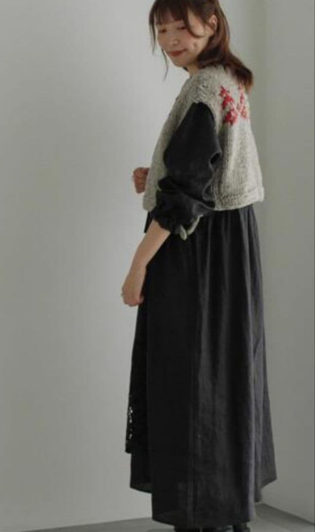 ツハル TSUHARU【ペルーニット】前後着ジャカードニットベスト新品グレー