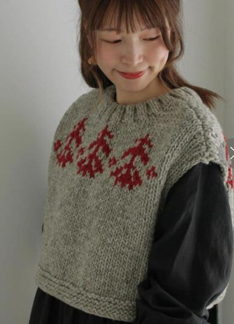 ツハル TSUHARU【ペルーニット】前後着ジャカードニットベスト新品グレー