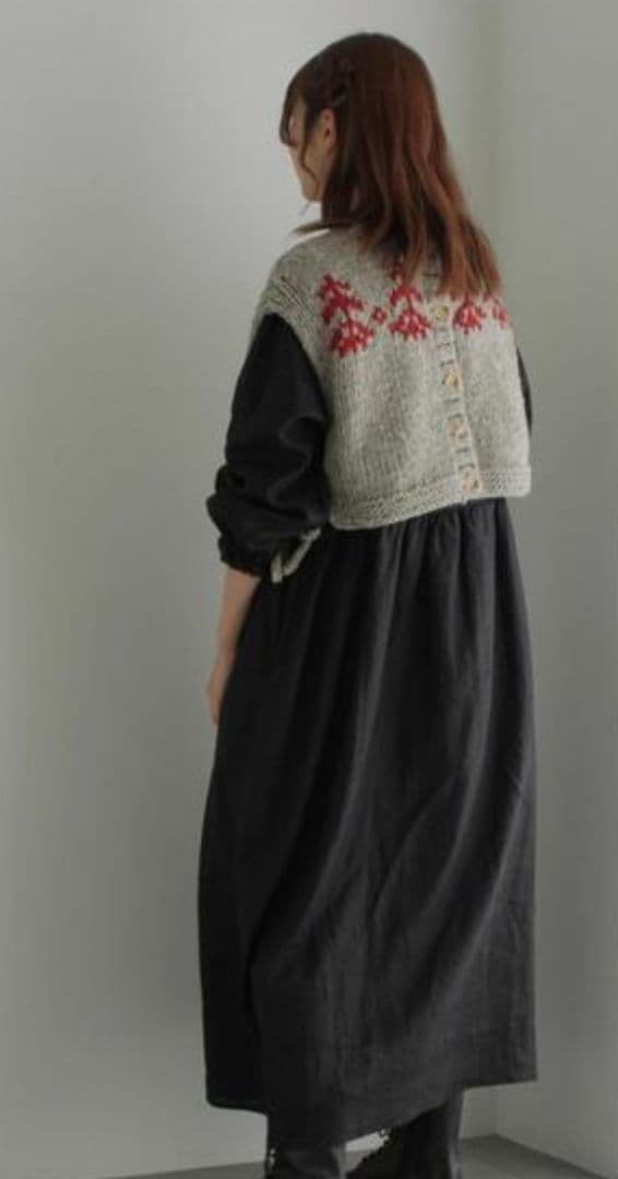 ツハル TSUHARU【ペルーニット】前後着ジャカードニットベスト新品グレー