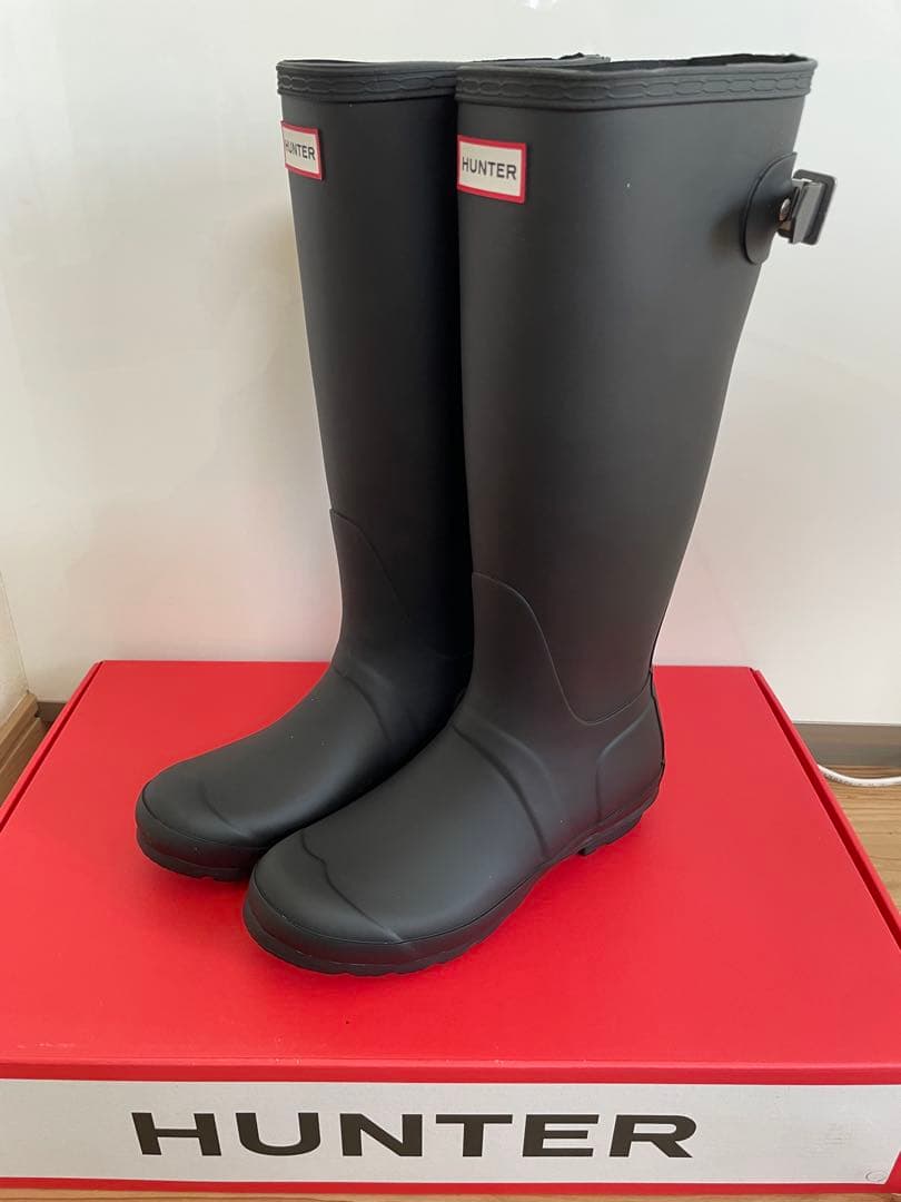 HUNTER（ハンター）ブラック 長靴 バックストラップ付き24.0
