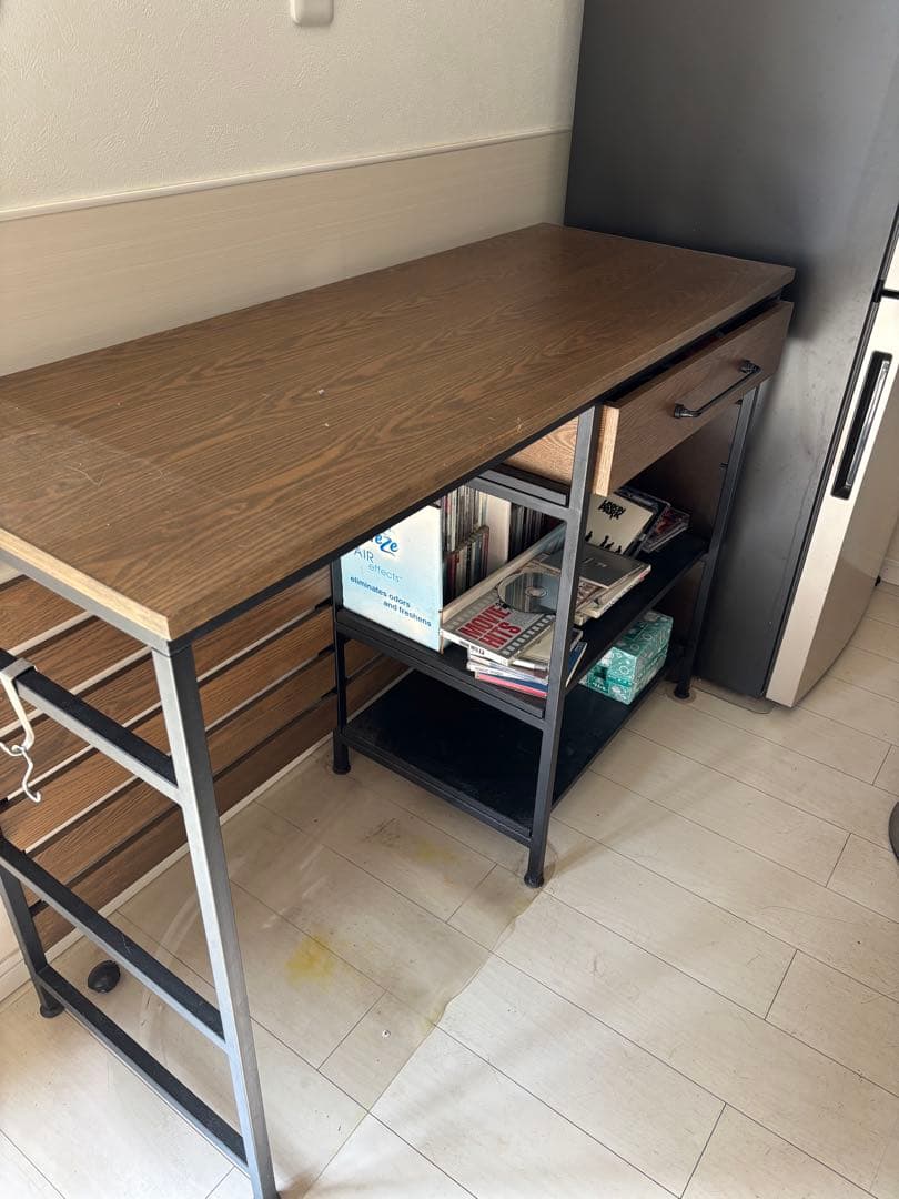 木製キッチンカウンター 引き出し付き