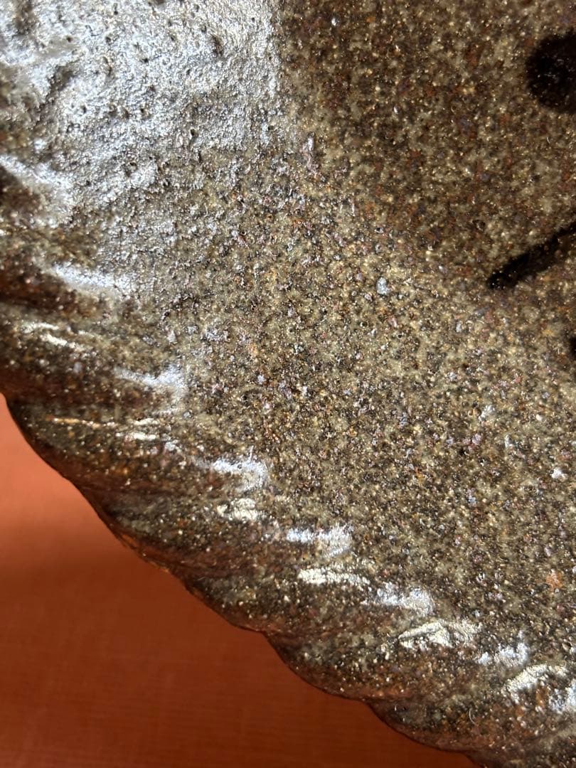 やまちゃん河井寛次郎作鉄赤釉草花文捻口八寸皿　検冬の森に咲く野草　一品物