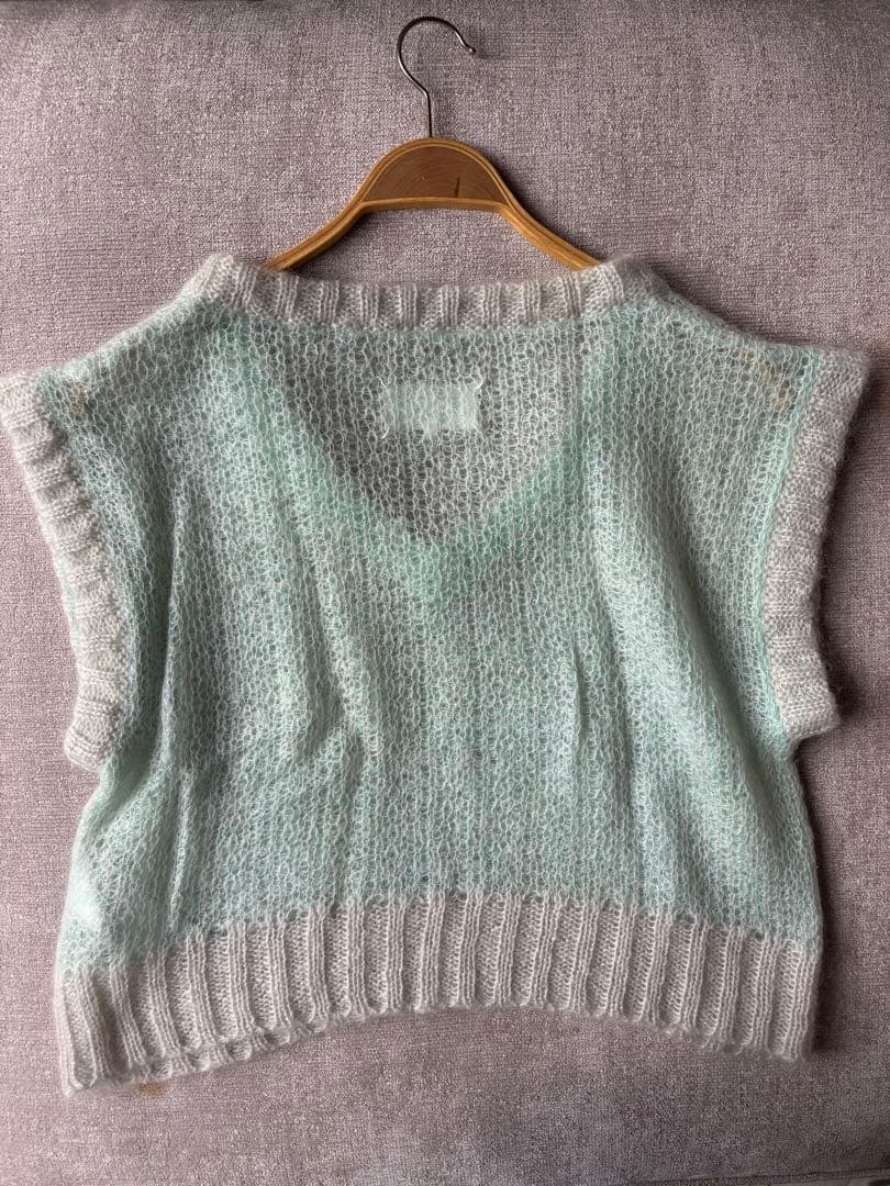 Margiela ミントグリーン Vネック ニットベスト XS