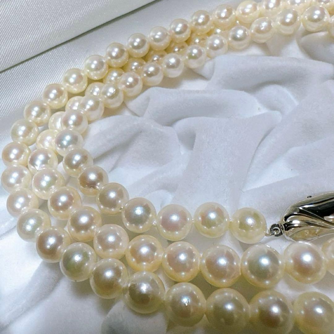 ロング 本真珠 あこや パール ネックレス シルバー刻印 80cm