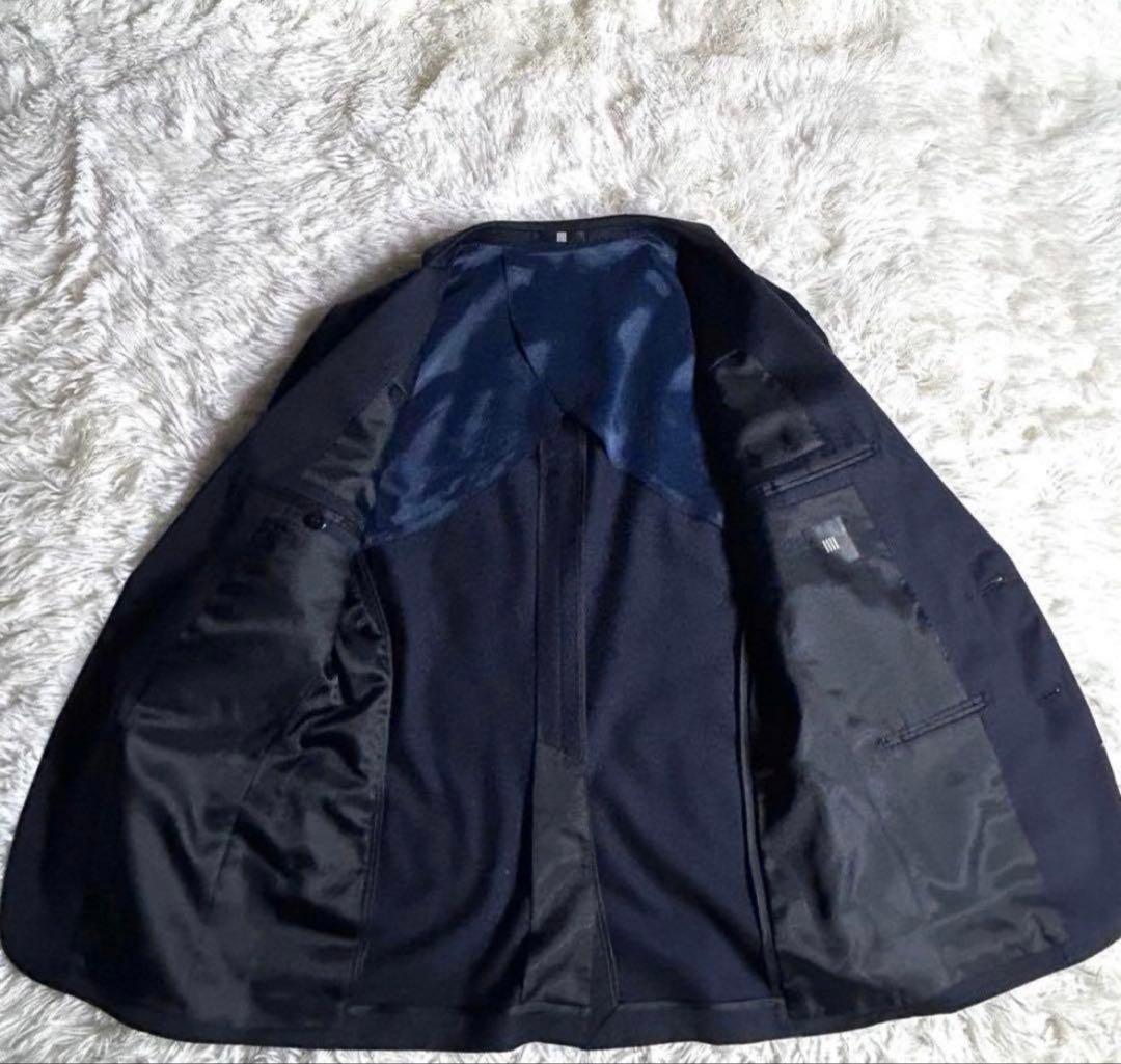 スーツセレクト ビジネススーツ ネイビー シルク混 セットアップ ウール