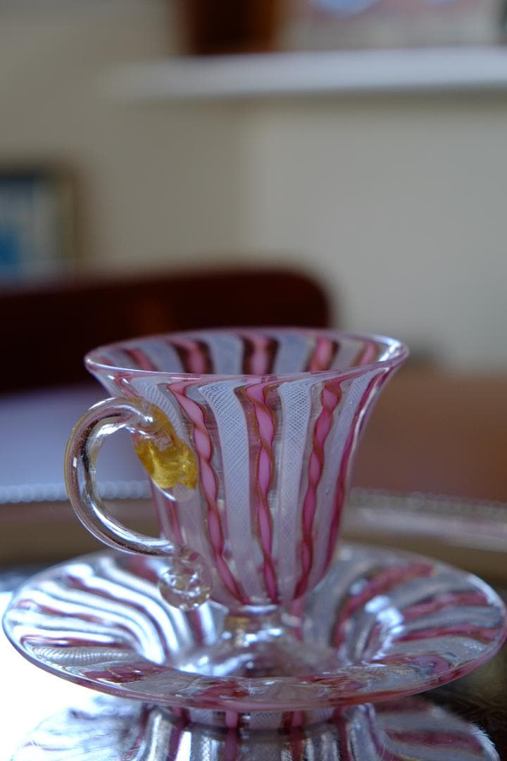 手吹きガラス カップ＆ソーサー レース 舩木倭帆/黒木国昭/藤田喬平/江波冨士子