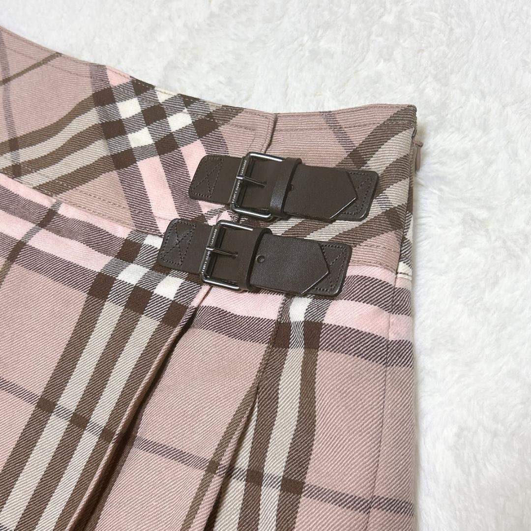 極美品　希少カラー バーバリーブルーレーベル プリーツスカートノバチェック