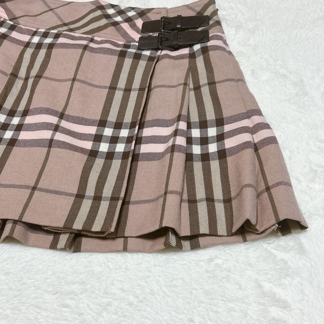 極美品　希少カラー バーバリーブルーレーベル プリーツスカートノバチェック