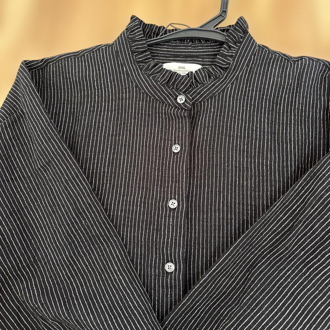 ウール/リネン ストライプ シャツ サイズ2