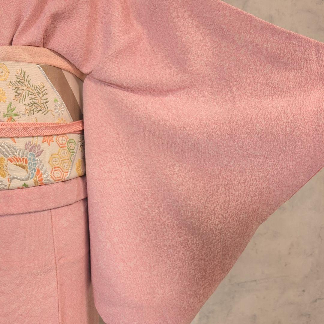 色無地　着物　フルセット　正絹　ピンク　スモールサイズ　Sサイズ　着物美品　F2