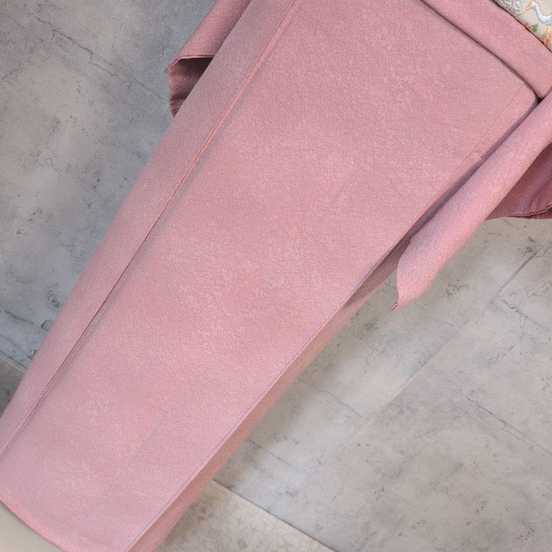 色無地　着物　フルセット　正絹　ピンク　スモールサイズ　Sサイズ　着物美品　F2