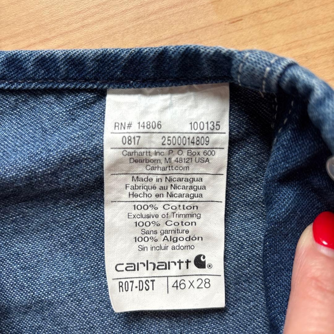 【希少サイズ】W46 L28 カーハートデニム オーバーオール ワイドシルエット