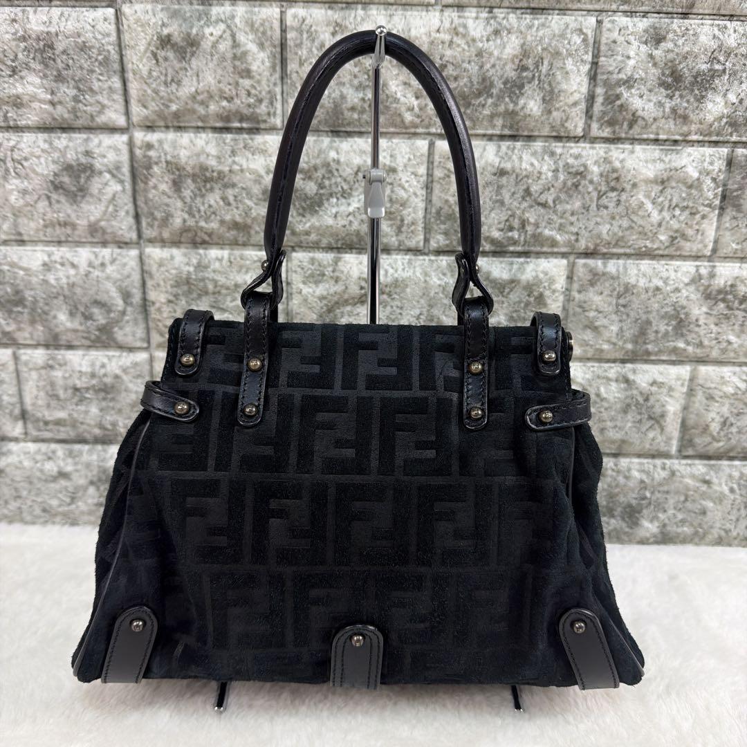 超希少 FENDI フェンディ ミニ ボルサマジック ハンドバッグ ズッカ柄 黒