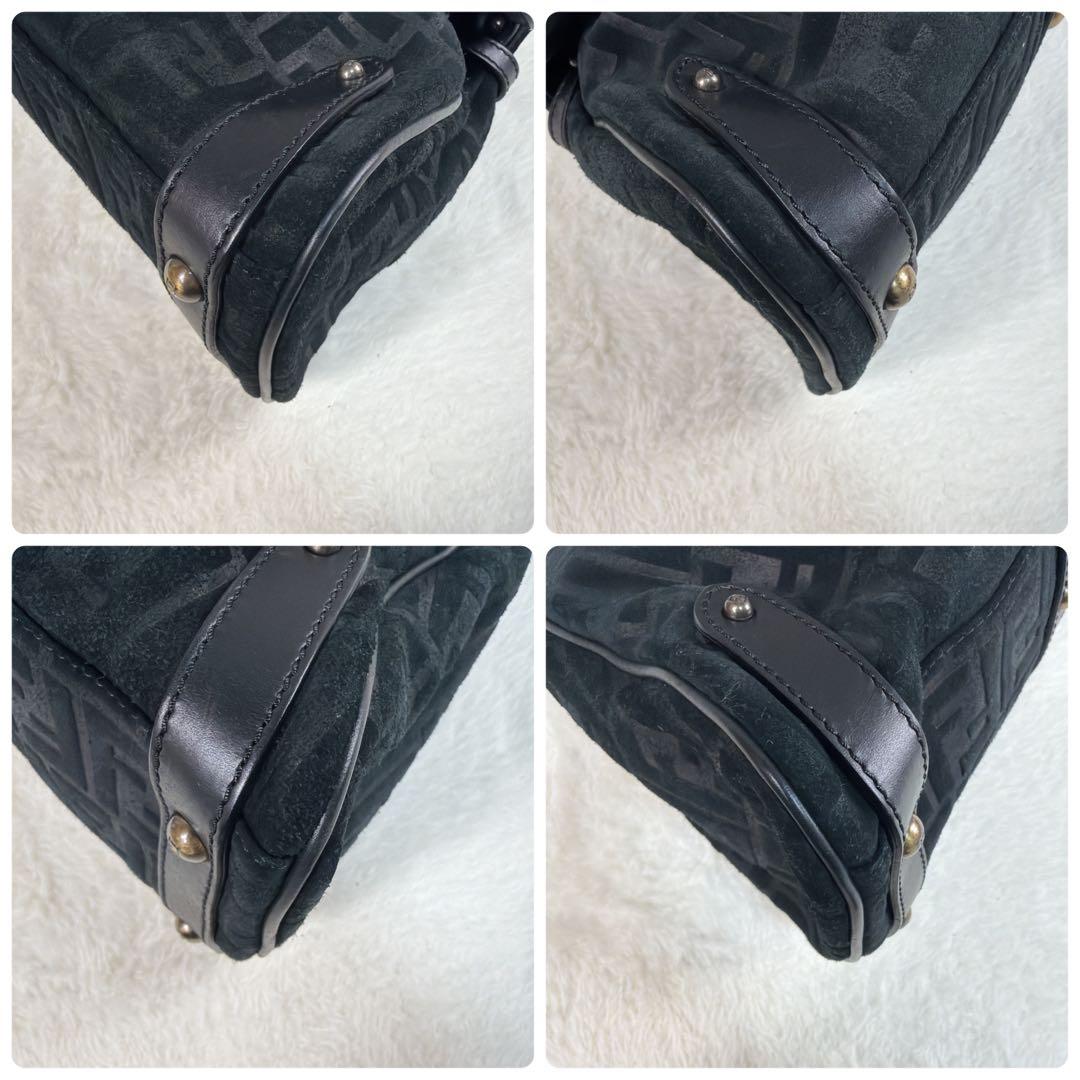 超希少 FENDI フェンディ ミニ ボルサマジック ハンドバッグ ズッカ柄 黒