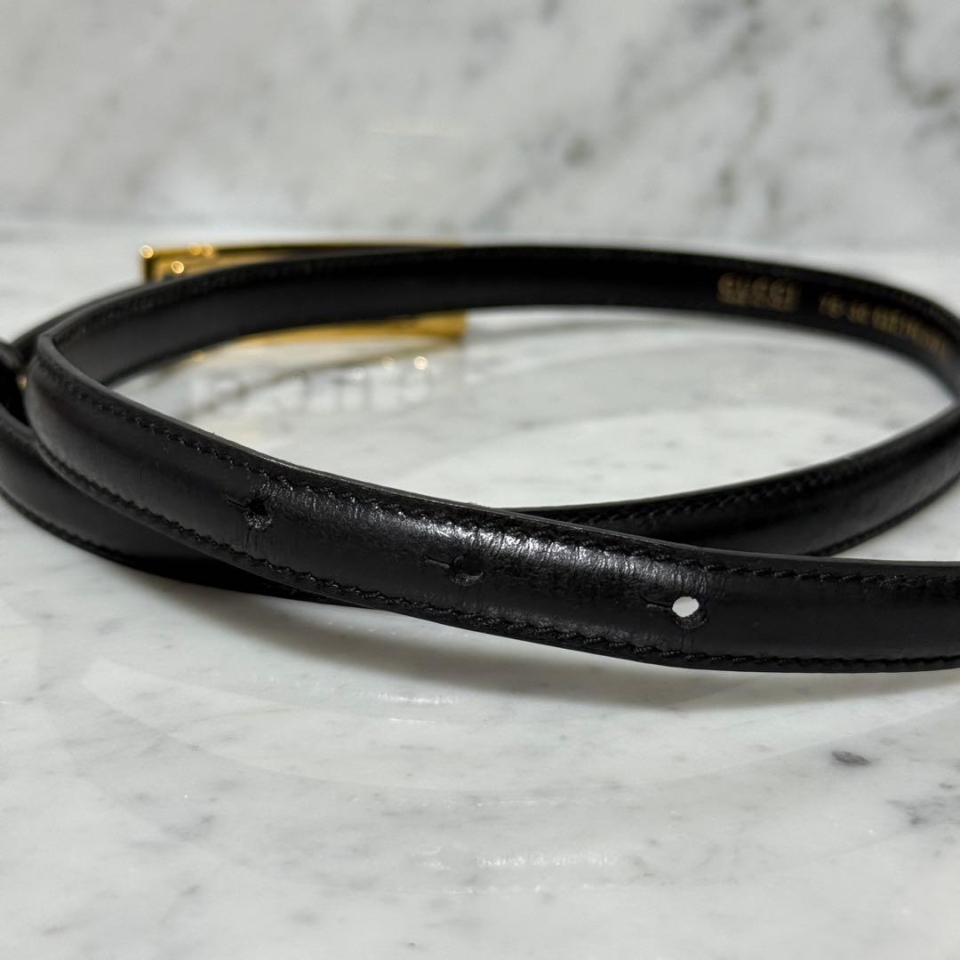 美品 GUCCI グッチ ベルト 本革 レザー ゴールド 金 細ベルト