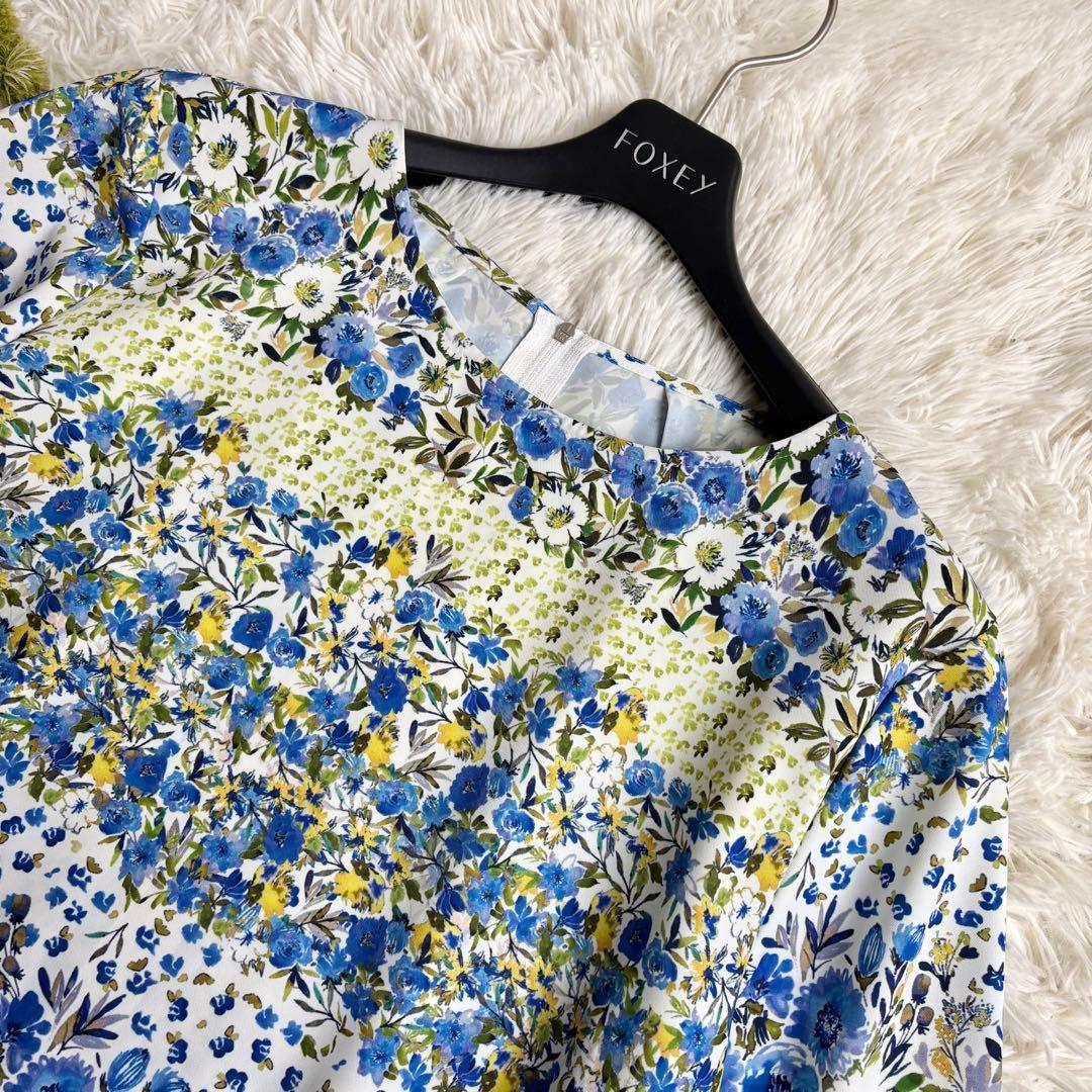 未使用級 23年♡レリアン 花柄プリントブラウス チュニック 13+ ヘムライン