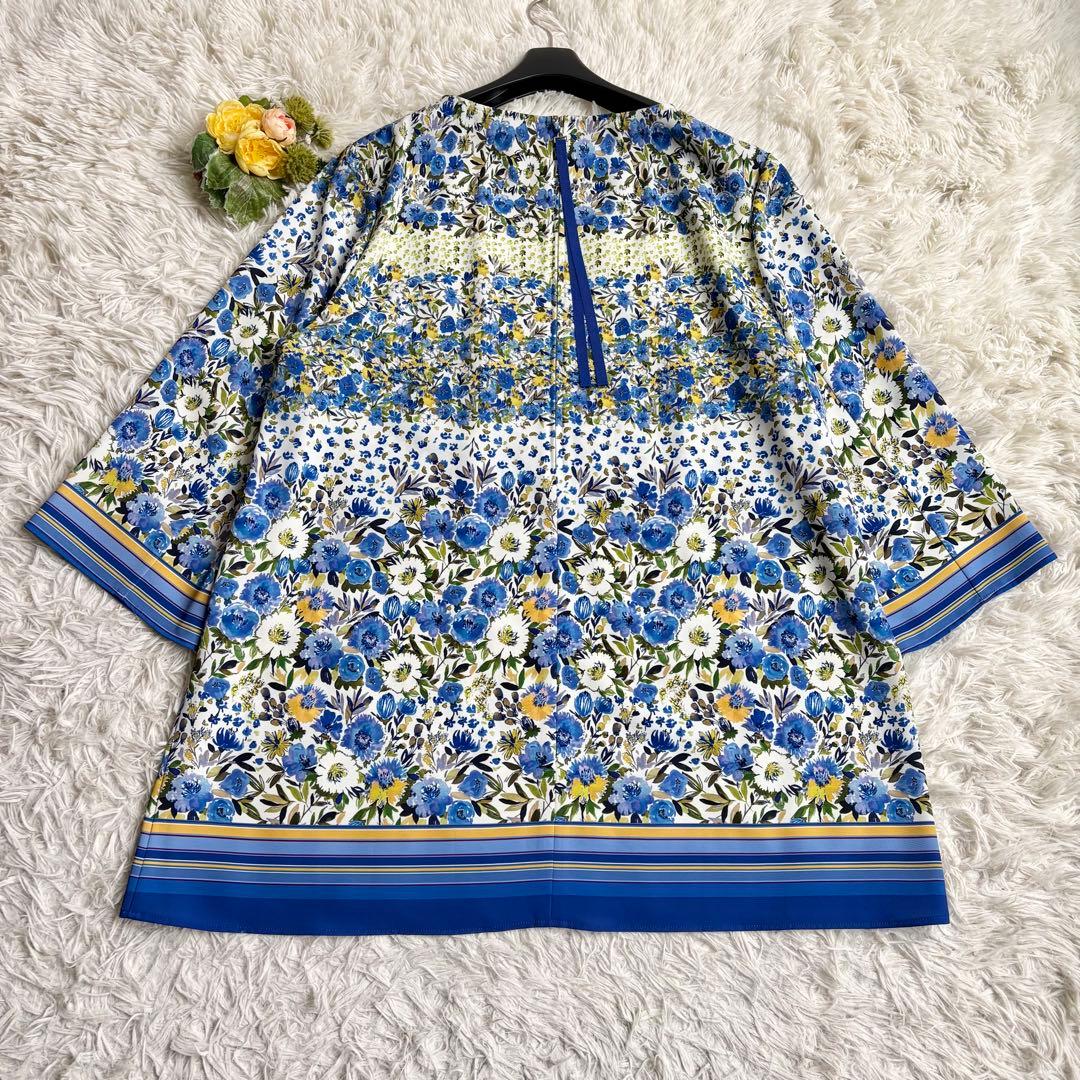 未使用級 23年♡レリアン 花柄プリントブラウス チュニック 13+ ヘムライン