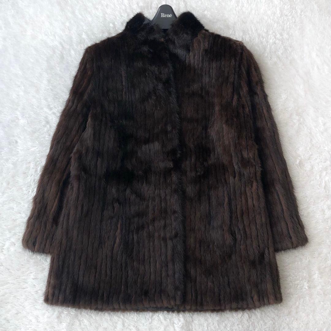 サガミンク ミンクコート ロング フレア L ダークブラウン 高級 モコモコ