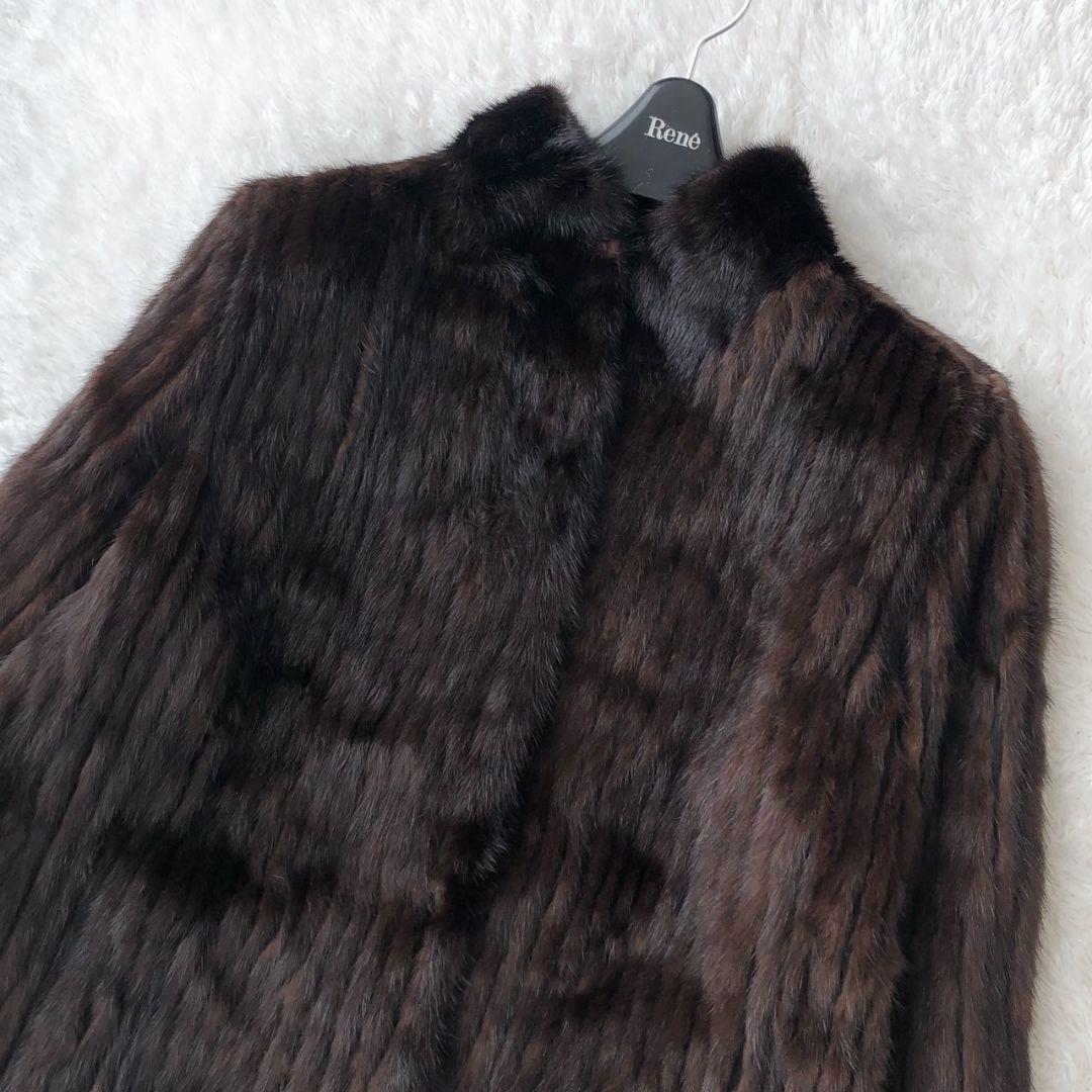 サガミンク ミンクコート ロング フレア L ダークブラウン 高級 モコモコ