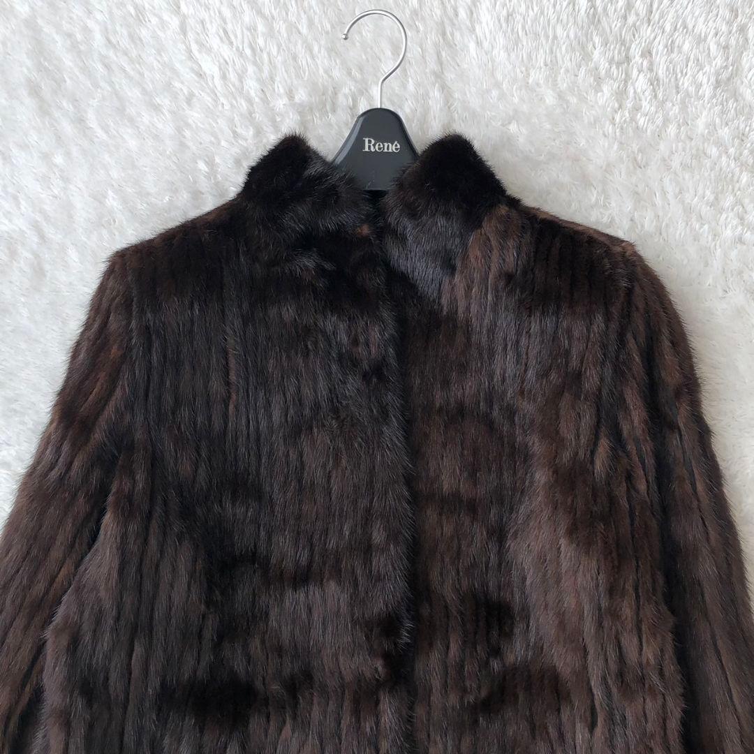 サガミンク ミンクコート ロング フレア L ダークブラウン 高級 モコモコ