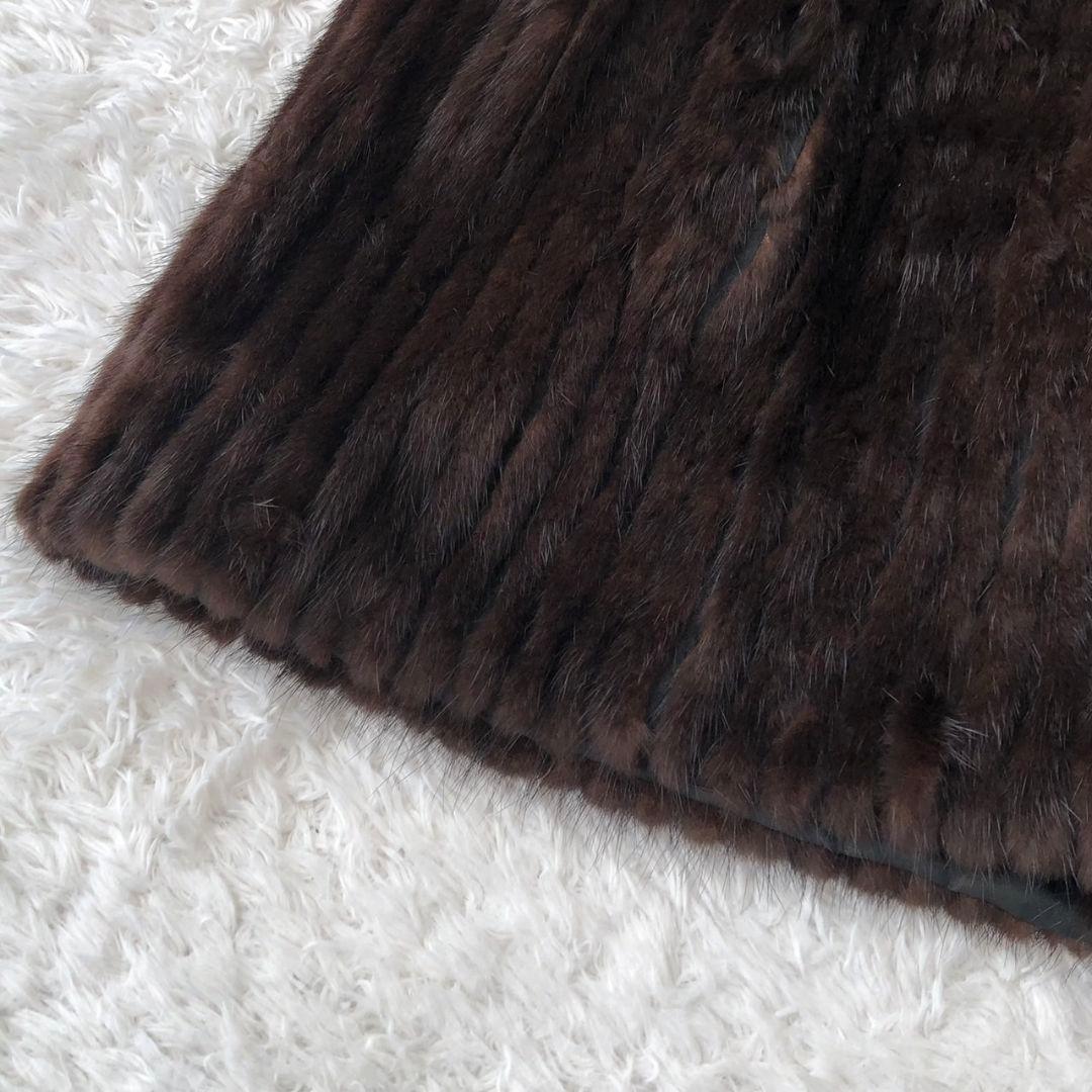 サガミンク ミンクコート ロング フレア L ダークブラウン 高級 モコモコ