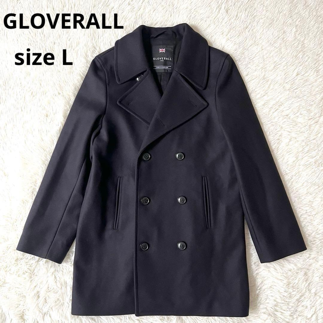 【美品】GLOVERALL 英国製 カシミヤ混 ピーコート ネイビー L