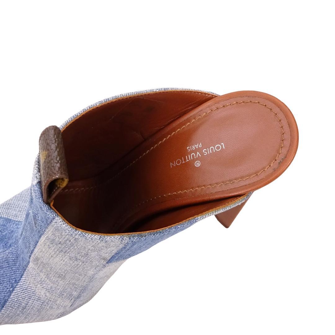 本物 良品■ルイヴィトン■ウェッジソール デニム サンダル ミュール モノグラム