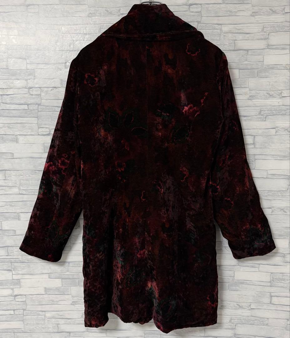 ケンゾー KENZO ジャケット 茶黒赤系 ベロア調 ヴィンテージ 38