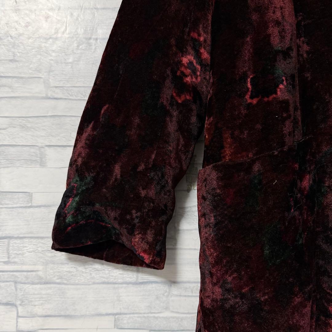 ケンゾー KENZO ジャケット 茶黒赤系 ベロア調 ヴィンテージ 38