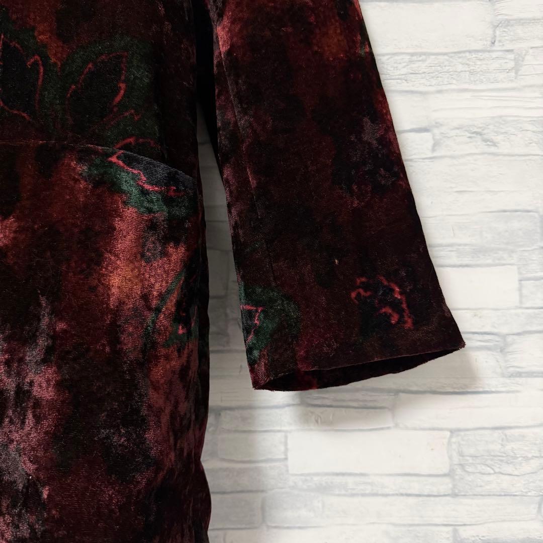 ケンゾー KENZO ジャケット 茶黒赤系 ベロア調 ヴィンテージ 38