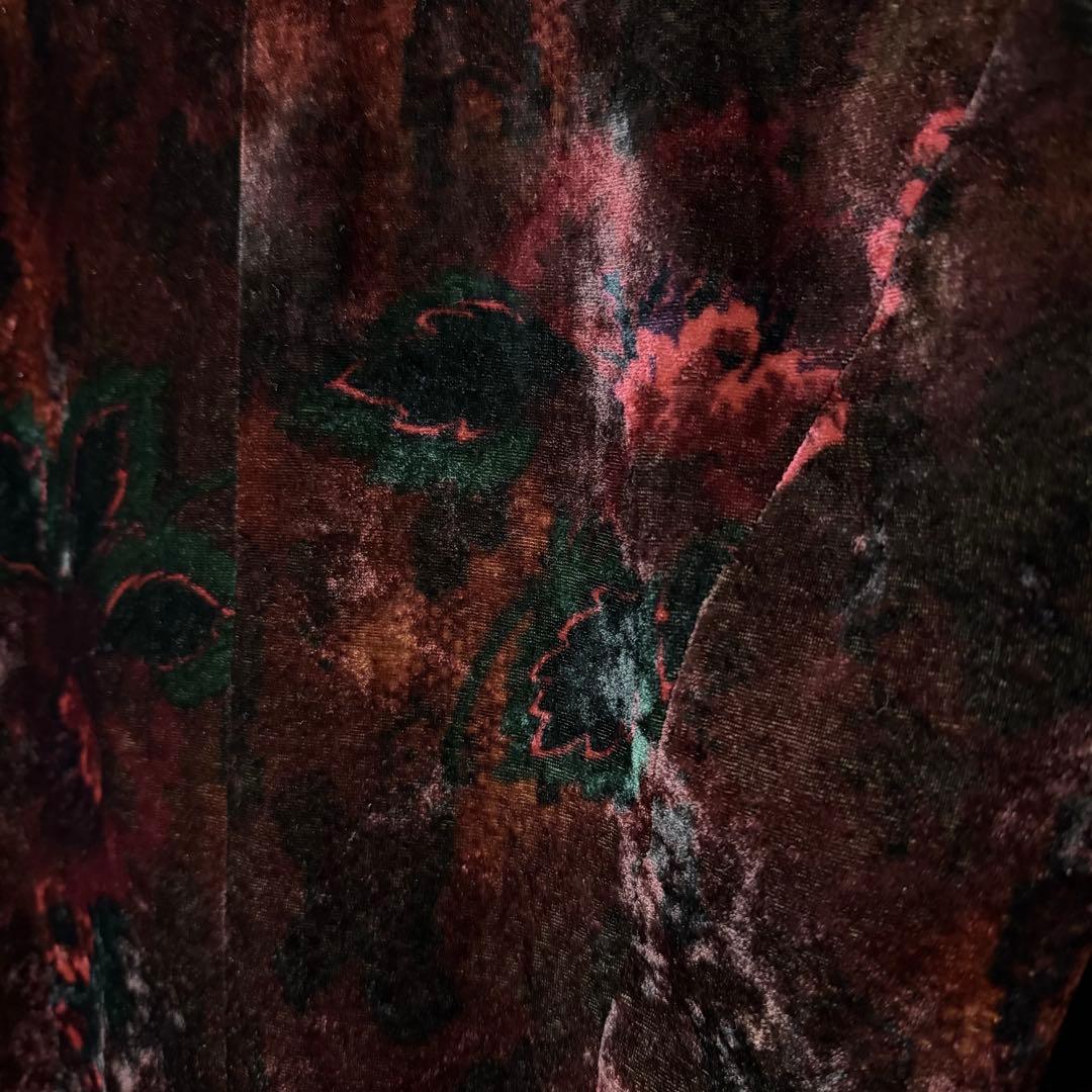 ケンゾー KENZO ジャケット 茶黒赤系 ベロア調 ヴィンテージ 38