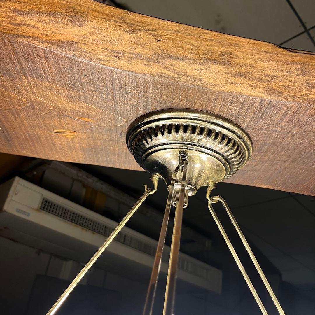 【瀧住照明製】ステンドグラス風シャンデリア 5灯式 天井直付け 花柄デザイン①