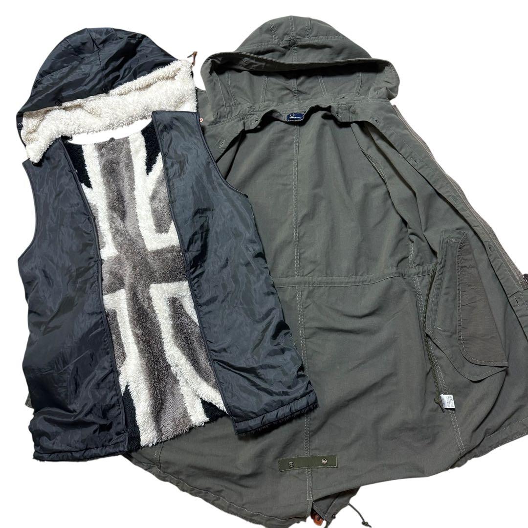 フレッドペリー 2way モッズコート 着脱裏ボアライナー付き カーキ Mサイズ