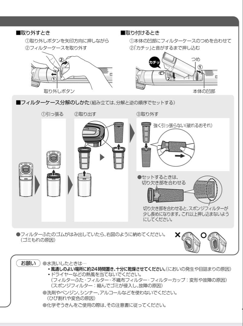 バッテリーフィルター新品　22年製パナソニック MC-NS10Kセパレート掃除機