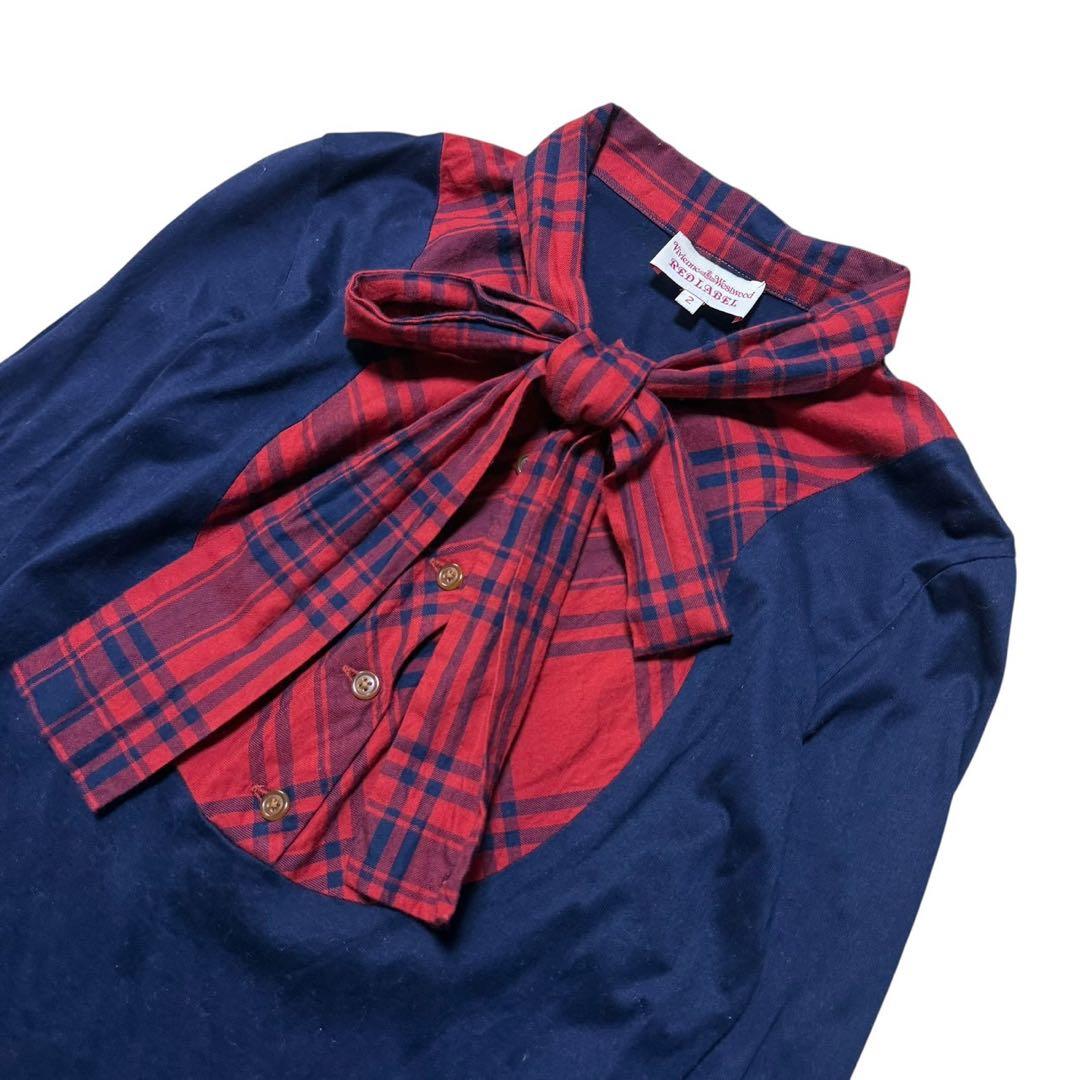 ヴィヴィアンウエストウッド レッドレーベル カットソー チェック ボウタイ 2