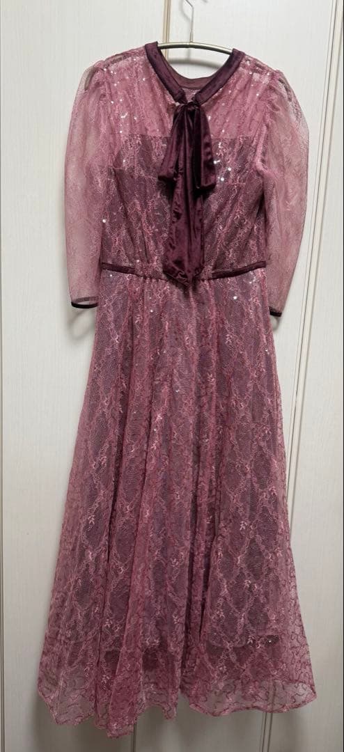 snidel スナイデル　スパークルレースドレス　ピンク　結婚式　オケージョン