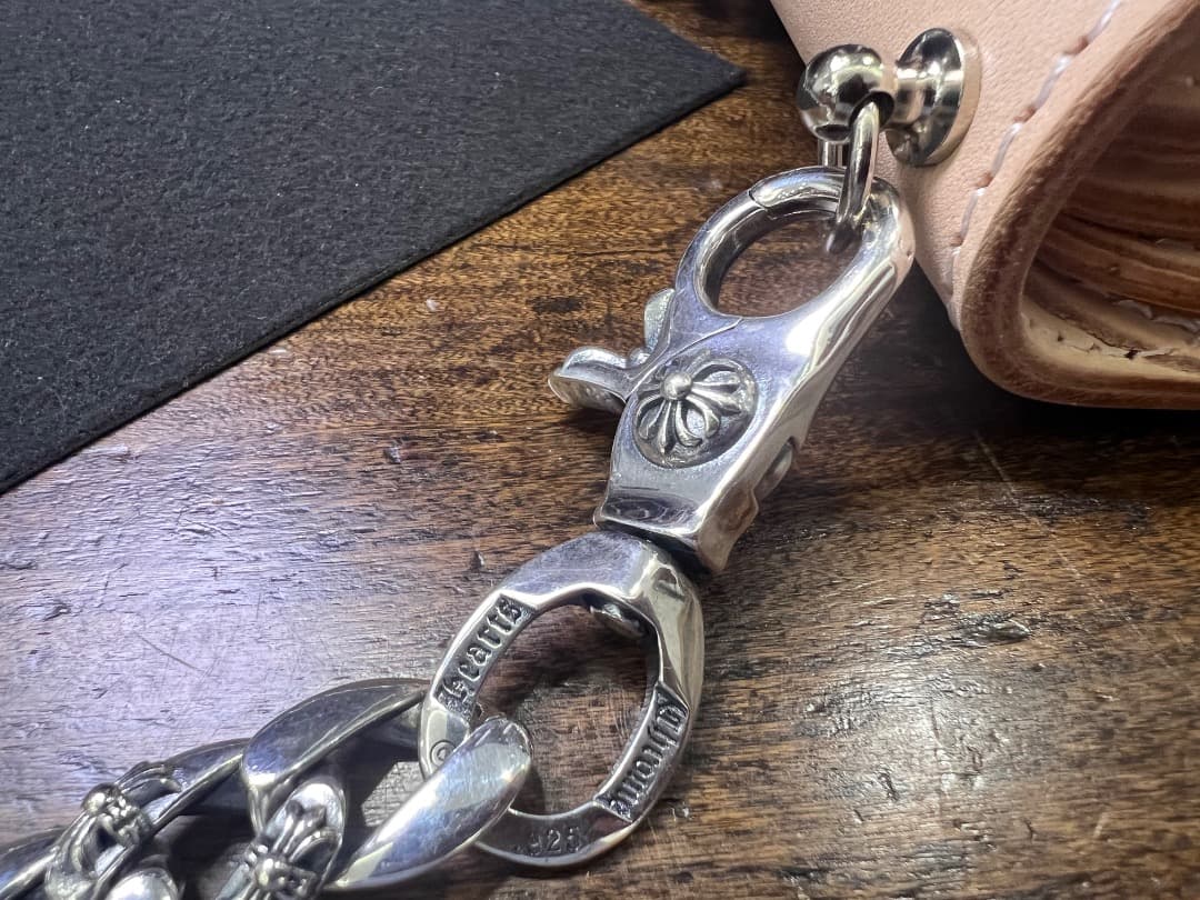 バイカー必須　ウォレット用プレーン　シルバーチェーン　TYPE1　QBKL013