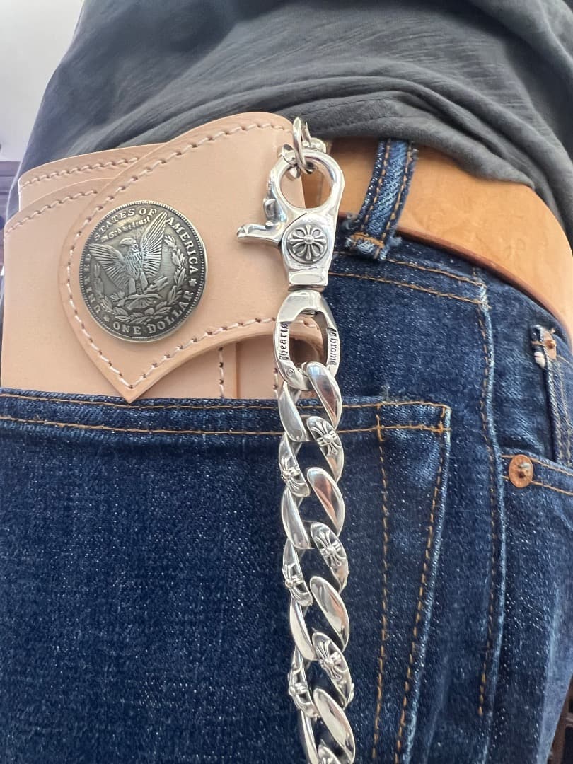 バイカー必須　ウォレット用プレーン　シルバーチェーン　TYPE1　QBKL013